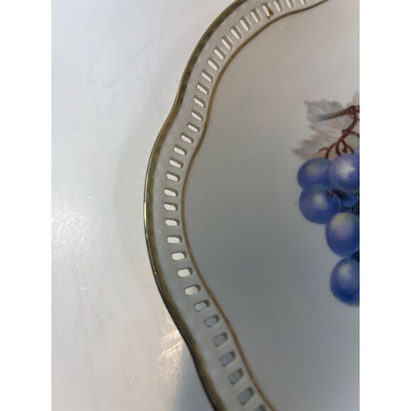 Schumann Bavaria Vintage Decorative Plate Fruit Design Gold Trim Pierced Border - Picture 4 of 6